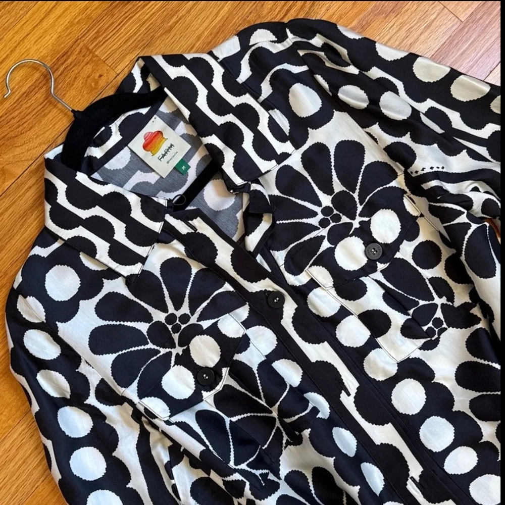 New Amthropologie Farm Rio Palermo Long-Sleeve Belted Midi Dress Size M - Picture 8 of 8